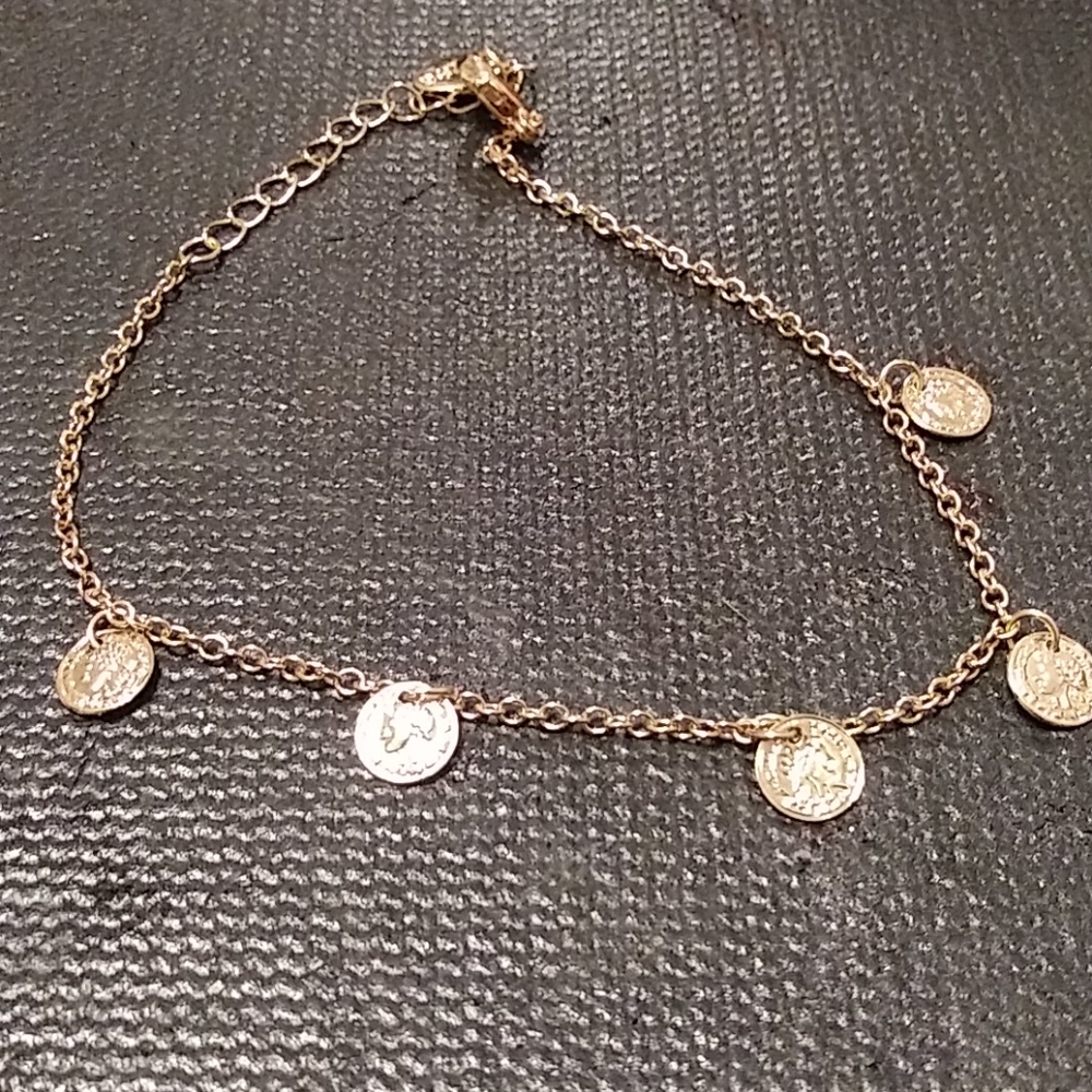 Gold chain with pendant charms anklet